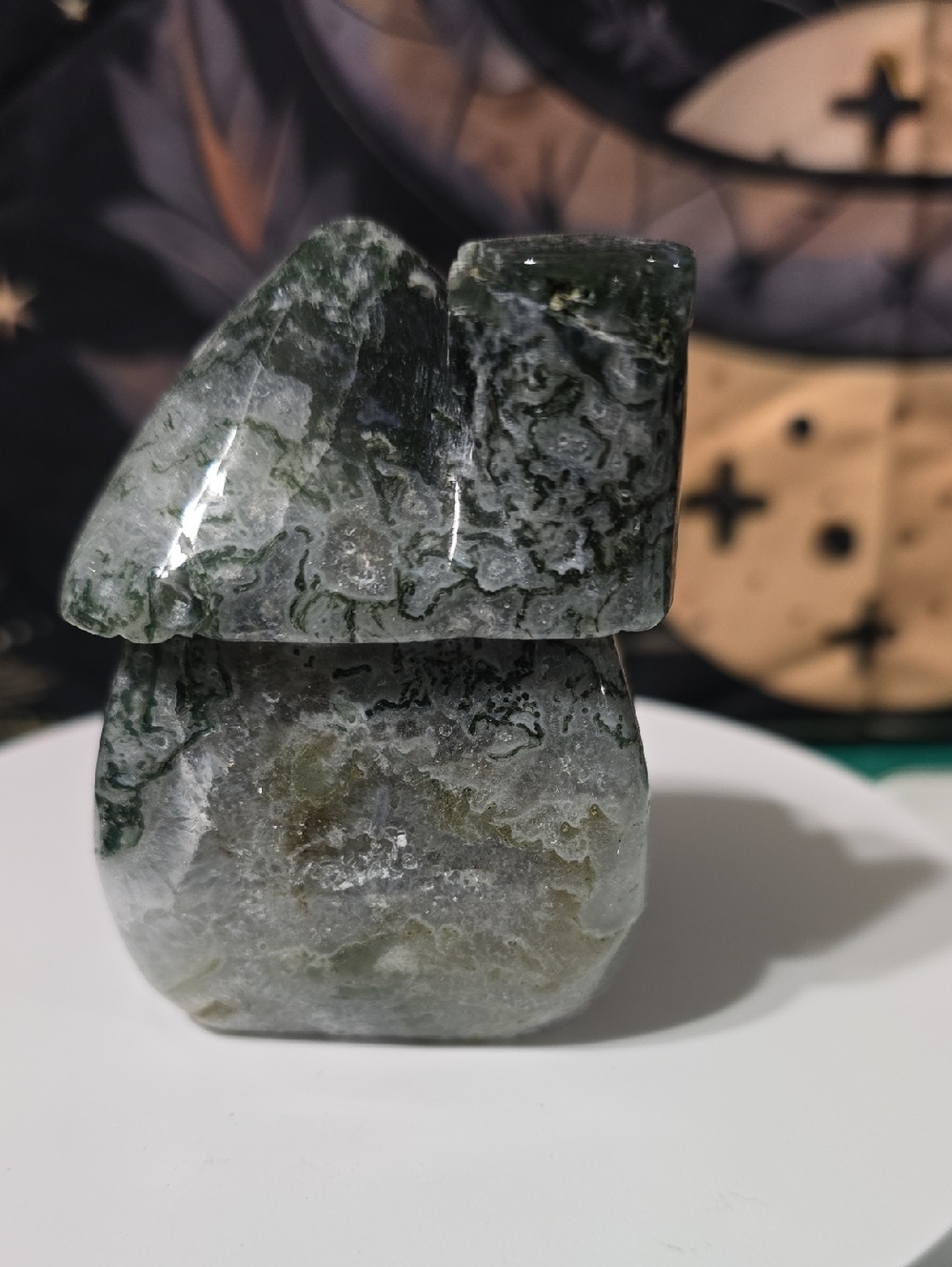 Green Moss Agate Fairy House
